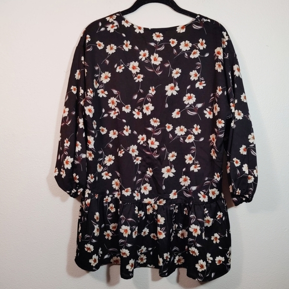 Lucca Floral Lace Up Boho Flowy Blouse M - Picture 2 of 5